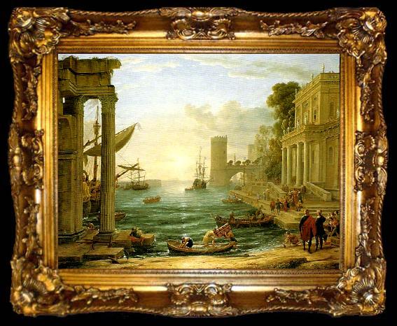 framed  Claude Lorrain seaport with the embarkation of the queen of sheba, ta009-2